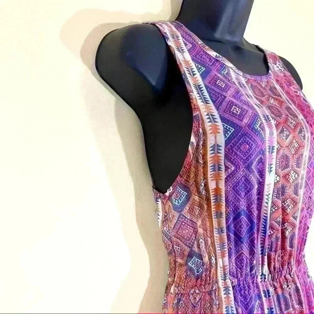 MinkPink Multicolor Aztec Sleeveless Cinch Waist Maxi Dress Size S - Picture 5 of 16